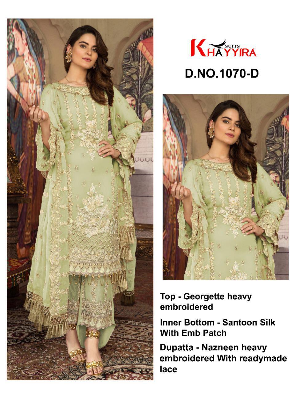 PAKISTANI SUITS D NO 1070D BY KHAYYIRA